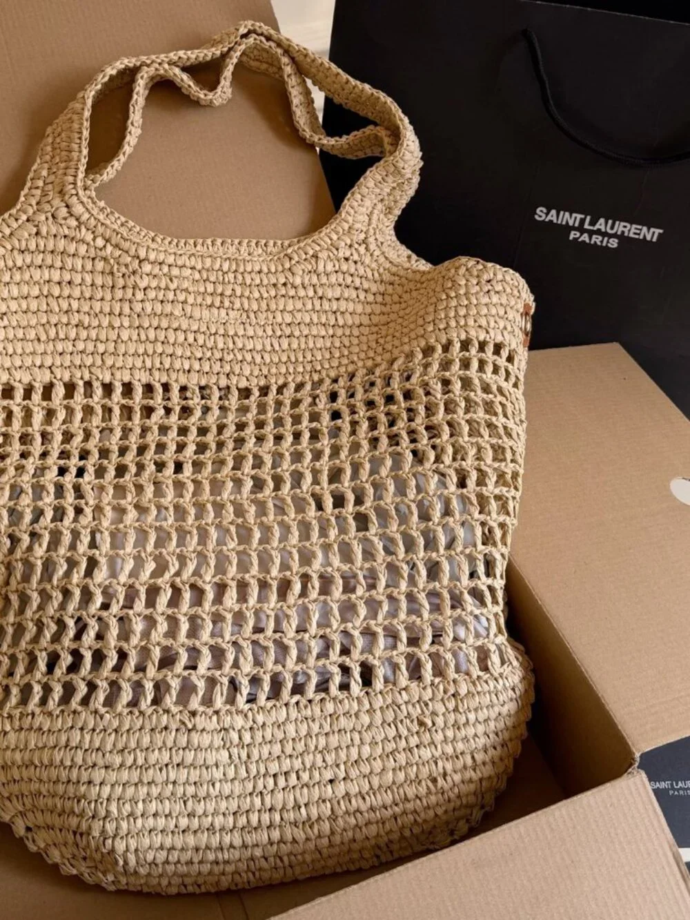 🧿Yves Saint Laurent🧿 straw woven tote bag 37×42cm